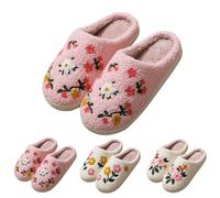 Fluffy Slippers Women Men Novelty Cute Christmas Slippers,Comfy Warm Lightweight Breathable Anti-Slip House Shoes for Indoor and Outdoor (F-Pink, 3-4)