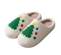 Fluffy Slippers Women Men Novelty Cute Christmas Slippers,Comfy Warm Lightweight Breathable Anti-Slip House Shoes for Indoor and Outdoor (B-Green, 5-6)