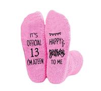 Fluffy Socks 13th Year Happy Birthday Gifts for Girls Cupcake Packaged Warm Bed Socks for Kids Cupcake-Packaged Sock,for Daughter Granddaughter Sister Boys Christmas Presents Grandaughter Daughters