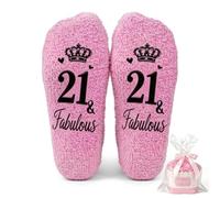 Fluffy Socks,18th/21st Birthday Gifts for Girl Pink Cake Socks with Cupcake | Packaged Gift Box,Funny Happy Novelty Socks for Daughter Sister Granddaughter Women Her Winter Decorations,Keepsake Present