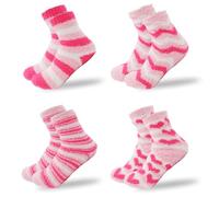 Fluffy Socks For Women and Girls,4 Pairs Pink Fluffy Cosy Warm Soft Cabin Socks,Thick Soft Winter Fuzzy Socks for Causal Home Sleeping,Ideal Christmas Gifts Warm Cosy Sock for Her Mum Women