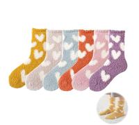 Fluffy Socks for Women BAIYSFF 6 Pairs Bed Socks Ladies Slipper Socks Soft Fuzzy Socks Winter Comfy Warm Socks Heart Pattern for Women and Girls