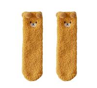 Fluffy Socks for Women Bed Socks Cute Bear Ladies Slipper Socks Soft Fuzzy Socks Winter Comfy Warm Socks for Women and Girls Christmas Stocking Fillers Gifts Caramel