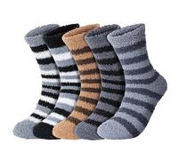 Fluffy Socks Mens - 5 Pairs Winter Warm Slipper Socks Thermal Cosy Fuzzy Sleep Bed Socks