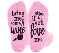 Fluffy Socks Pink Funny Socks Birthday Gifts for Women If You Love Me Bring Me Some Wine Warm Bed Socks Birthday Gift Ideas Novelty Quirky Xmas Gift A8FSAJW