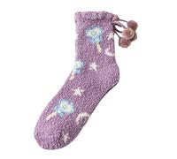 Fluffy Socks Warm Women Wool Womens Bed Stocking Fillers for Men Sock Gifts Winter 5 Pairs Thermal Knitting Ladies Christmas Autumn Alpaca Slipper Purple