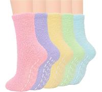 Fluffy Socks Womens Ladies Socks Bed Socks For Women Warm Socks Women Womens Socks & Tights Womens Fluffy Socks, 5 Pairs Slipper Socks Slipper Socks With Grippers For Women Five Colours One Size