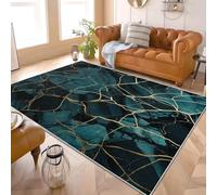 Fluffy Soft 3D Flannel Rug Abstract Luxury Marble Short Pile Carpet for Bedroom, Blue Non-Slip Area rugs for Living Room and Playroom - Cozy Floor Mats for Kids Room 160x230 cm