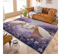 Fluffy Soft 3D Flannel Rug Cartoon Animal Horse Short Pile Carpet for Bedroom, Purple Non-Slip Area rugs for Living Room and Playroom - Cozy Floor Mats for Kids Room 80x150 cm