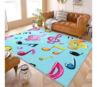 Fluffy Soft 3D Flannel Rug Colorful Musical Note Pattern Short Pile Carpet for Bedroom, Colorful Non-Slip Area rugs for Living Room and Playroom - Cozy Floor Mats for Kids Room 140x200 cm