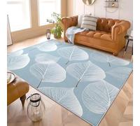 Fluffy Soft 3D Flannel Rug Simple Leaf Pattern Short Pile Carpet for Bedroom, Light Blue Non-Slip Area rugs for Living Room and Playroom - Cozy Floor Mats for Kids Room 140x200 cm