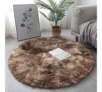 Fluffy Soft Kids Room Rug Baby Nursery Decor Tie-Dye Anti-Skid Large Fuzzy Shag Fur Area Rugs Modern Indoor Home Living Room Circular Carpet Floor Mat,Brown,120 * 120cm