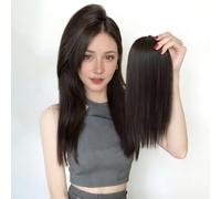 Fluffy Sponge Cushion Hair Topper for Women Synthetic Seamless Clip-in Hair Extension for Volume Root Lift Inserts for Thin Hair Natural Look & Invisible Boost Hairpiece (20cm Dark Brown)