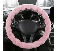 Fluffy Steering Wheel Cover for Audi A3 Sportback 2017-2025, Soft Plush Winter Warm Auto Interior Accessory Anti-Slip Car Wheel Protector,Pink