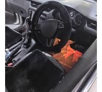 Fluffy Steering Wheel Cover for Audi A4 B8 Avant 2008-2016, Anti-Slip Protector Warm Steering Wheel Covers Elastic Car Interior Accessories,Black