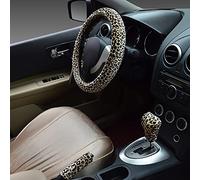 Fluffy Steering Wheel Cover, Riloer Plush Car Protective Cover for 38cm Steering Wheel, Winter Warming and Comfortable Kits, Leopard Print