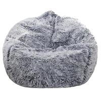 Fluffy Stuffed Animal Storage Bean Bag Chair Cover (No Filler), Faux Fur Comfy Bean Bag Cover for Organizing Plush Toys or Textile, for Adults Teens Kids Girls, Gray