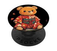 Fluffy Teddy Bear Rocking a Traditional Kimono Costume PopSockets Adhesive PopGrip