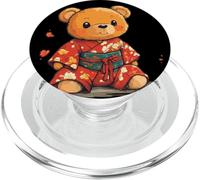 Fluffy Teddy Bear Rocking a Traditional Kimono Costume PopSockets PopGrip for MagSafe