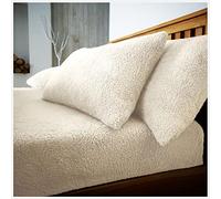 Fluffy Teddy Fleece Pillow Cases 2 Pack, Plain Thermal Teddy Bear Stitch Bedding Pillowcases, Polyester Fabric Super Soft Bed Pillow Cover, Cream, 50 Cm x 75 Cm