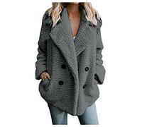 Fluffy Thick Cardigans Womens UK Winter Mid Fleece Jacket Warm Casual Jumpers Outdoor Thermal Button Closure Sweatshirts Tops Long Sleeve Fuzzy Wool Coats Casual Elegant Ladies Overcoat Long Cardigan