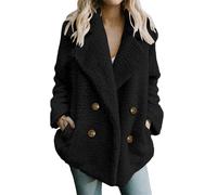 Fluffy Thick Cardigans Womens UK Winter Mid Fleece Jacket Warm Casual Jumpers Outdoor Thermal Button Closure Sweatshirts Tops Long Sleeve Fuzzy Wool Coats Casual Elegant Ladies Overcoat Long Cardigan