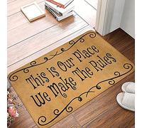 Fluffy This Is Our Place We Make The Ruless Bath Mats Classic Mat Entry Shoes Scraper Front Doormats For Indoor Front Back Door Dogs 40 X 60Cm
