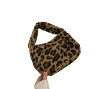 Fluffy Tote Bag Solid Color Leopard Pattern Underarm Bag Female Handbags Tote Women's Soft Plush Shoulder Winter(Leopard)
