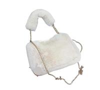 Fluffy Tote Bag Women Fluffy Shoulder Bags Female Winter Chain Underarm Bag Solid Color Handbag Soft Plush Handle(Beige)