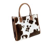 Fluffy Tote Bag Women Soft Plush Hand Bag Winter Leopard Cow Print Tote Bags Female Pu Leather Underarm Furry Fluffy Shoulder(Browncow)