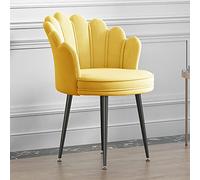 Fluffy Velvet Chair with Back, Cute Accent Chair for Makeup, Modern Comfy Mid-back Dining Chair with Metal Legs for Kitchen & Bedroom (Yellow, 17x18x29)