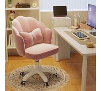 Fluffy Velvet Vanity Chair Executive Swivel Desk Chair with Adjustable Height Comfy Upholstered Office Chair for Computer Work (Pink)