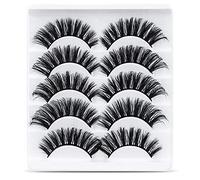 Fluffy Volume,5 Pairs 3D Dramatic Thick Crossed,Black Nature Soft Reusable for Extension