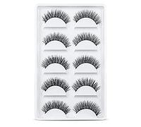 Fluffy Volume,5 Pairs 3D Dramatic Thick Crossed,Black Nature Soft Reusable for Extension