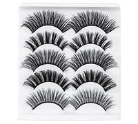 Fluffy Volume,5 Pairs 3D Dramatic Thick Crossed,Black Nature Soft Reusable for Extension