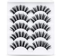 Fluffy Volume,5 Pairs 3D Dramatic Thick Crossed,Black Nature Soft Reusable for Extension