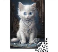 Fluffy White Kitten 07 Wooden Jigsaw Puzzle for Adults 500 Piece Puzzles for Teenagers Creative Jigsaw Puzzles Family Challenging Games Toys Gifts 500pcs (52x38cm)