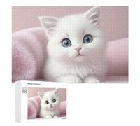 Fluffy White Kitten Family Jigsaw Puzzle, 1000 PCS, for Adults And Families, A Relaxing Challenge for Adult Puzzle Enthusiasts