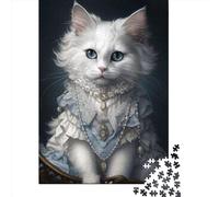 Fluffy White Kitty 03 Wooden Jigsaw Puzzle for Adults 500 Piece Puzzles for Teenagers Creative Jigsaw Puzzles Family Challenging Games Toys Gifts 500pcs (52x38cm)