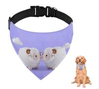 Fluffy White Sheep Pair Dog Bandana With Adjustable Strap D Ring Dog Scarf Pet Bibs Triangle Cat Bandana Accessories Puppy Dogs Cats Decor Machine Washable