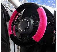 Fluffy Winter Car Steering Wheel Cover for Women Soft Warm Plush Fuzzy Cute Auto Accessories for Vehicle (Pink, Standard)