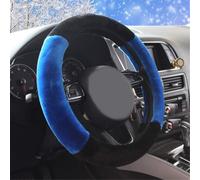 Fluffy Winter Car Steering Wheel Cover for Women Soft Warm Plush Fuzzy Cute Auto Accessories for Vehicle (Blue, Large)