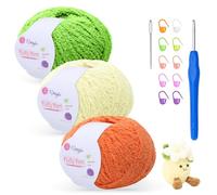 Fluffy Yarn for Crochet 50gx3 with 4mm Hook, Flutterby Chunky Yarn for Crochet, Soft Plush Chunky Thick Wool, Perfect for Baby Blankets & Amigurumi(3-Yellow)