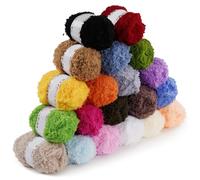 Fluffy Yarn for Knitting, Flutterby Yarn for Crochet, Plush Soft Wool for Blanket, Baby Clothes, Dolls, Rug (20 Colors x 30g)