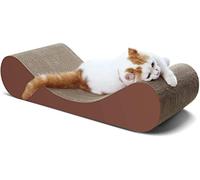 Fluffydream Bone Cat Scratcher Cardboard Lounge Bed, Cat Scratching Post, Durable Board Pads Prevents Furniture Damage, Brown, 60cm x 24cm x 14cm
