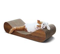 FluffyDream Cat Scratcher Cardboard, Scratching Pad House Bed Furniture Protector, Infinity Shape, Curved (Wood, Bone)