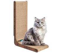 Fluffydream Cat Scratcher with Cat Toys Ball Track, Build-in Ball, L-shaped Scratcher, Cardboard Lounge Bed, Stable and Durable, Furniture Protector, Reversible