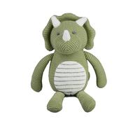 FLUFFYFUN 100% Organic Cotton Green Dinosaur Teddy 7.1", Triceratops plush for Newborn Baby