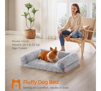 Fluffyhug Dog Couch, Spacious Bed For Mid-Sized Pets, Eggshell Foam Mattress With Removable Cover, Grey Ombré