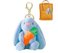 fluffyss Bunny Keychain - Fuzzy Plush Rabbit, Stuffed Animal Charm, Carrot Holding Toy, Soft Mini Pendant, Cute Decor Accessory | Perfect for Backpack Purse Sofa Bed Car Interior Ornament